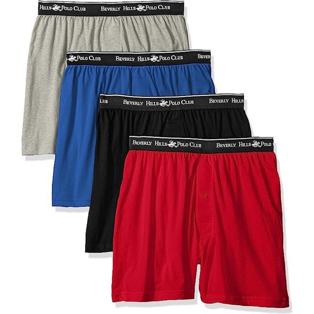Beverly Hills Polo Club Men's 4 Pack‎ Knit Boxer, Small